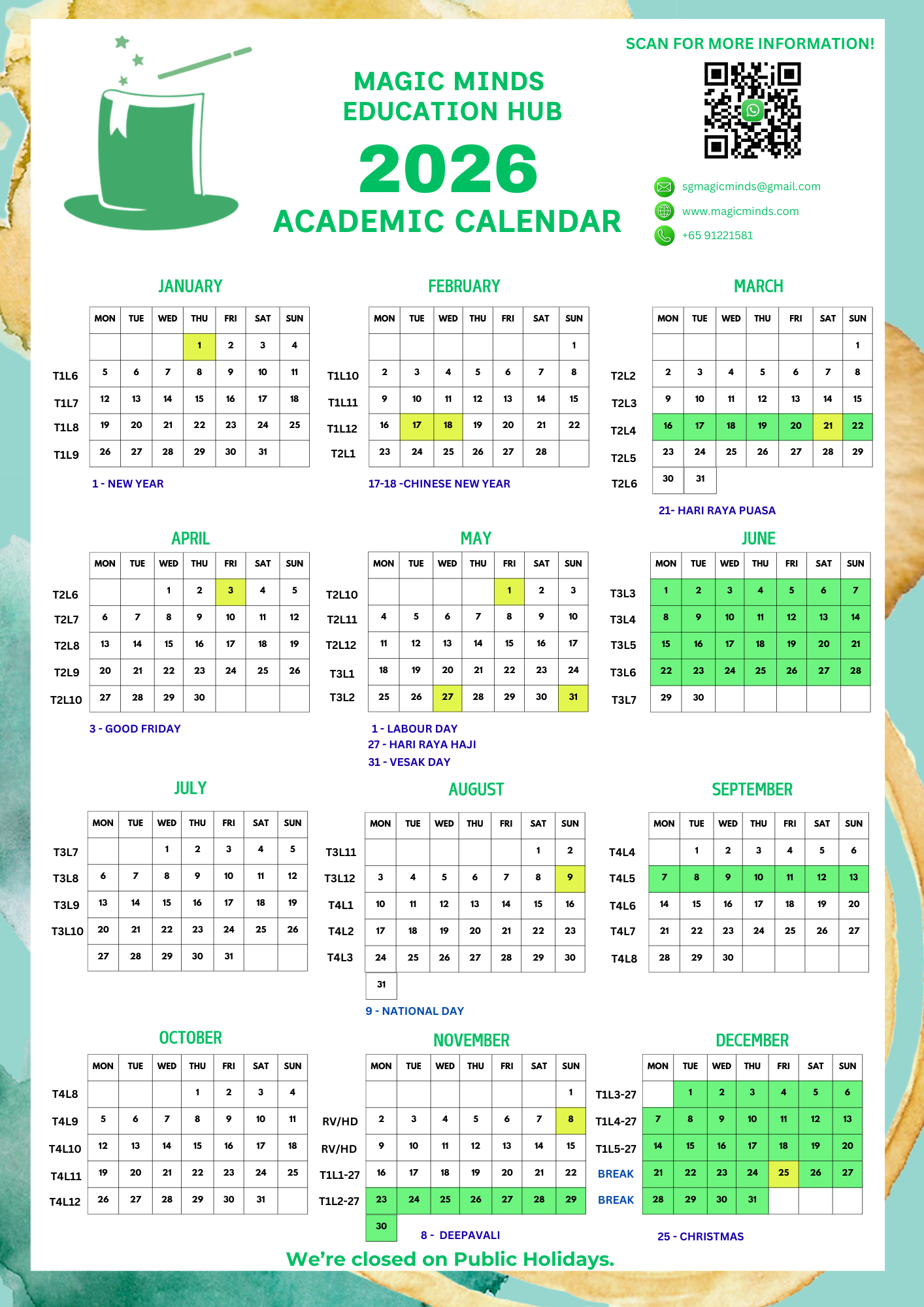 ACADEMIC CALENDAR 2026 Singapore