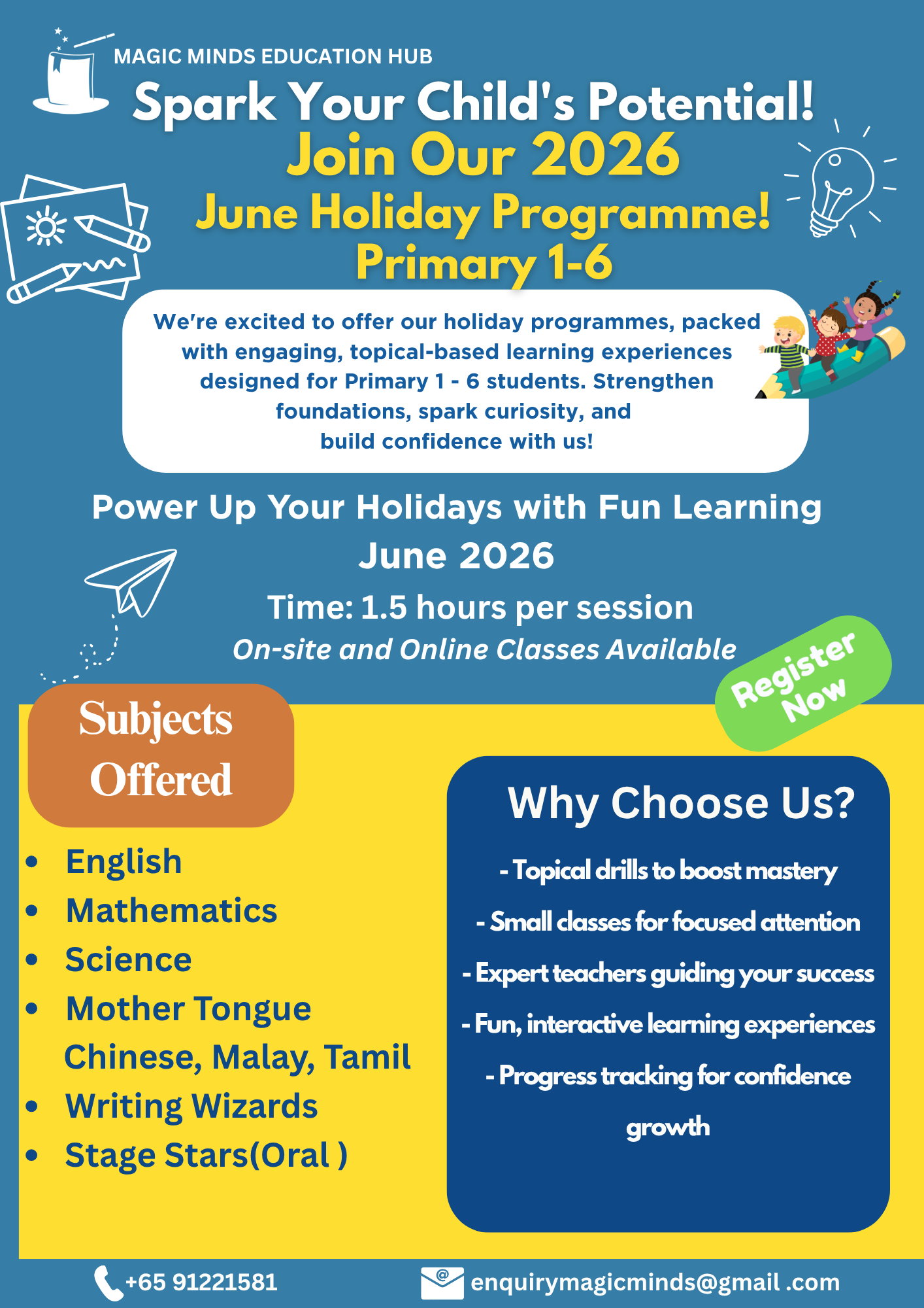 June Holiday Flayer Best tution center in singapore